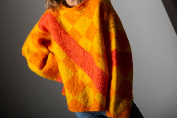 Vintage handmade mohair and wool sweater from the
