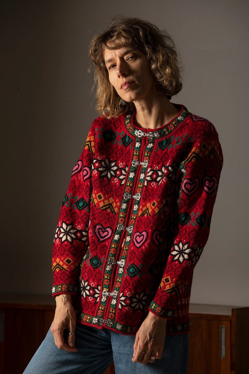 VRIKKE Irene Haugland woolen cardigan/sweater from the 80-90s / retro wool sweater/oversize/size S-M zdjęcie 1