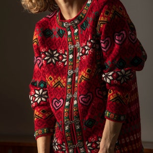 VRIKKE Irene Haugland woolen cardigan/sweater from the 80-90s / retro wool sweater/oversize/size S-M zdjęcie 5
