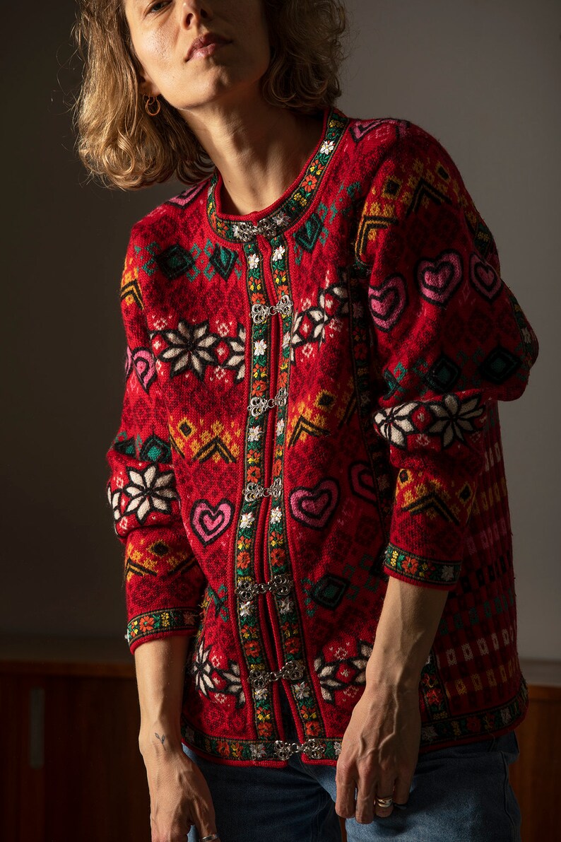 VRIKKE Irene Haugland woolen cardigan/sweater from the 80-90s / retro wool sweater/oversize/size S-M zdjęcie 5