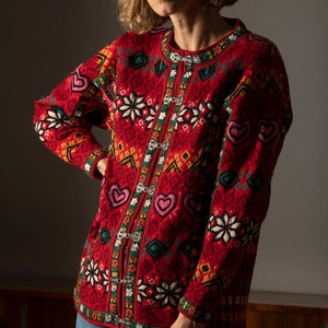 VRIKKE Irene Haugland Woll-Strickjacke/Pullover aus den 80er-90er Jahren / Retro Wollpullover/Oversize/Größe S-M Bild 3