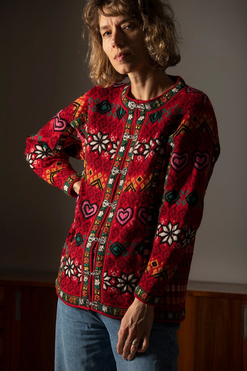 VRIKKE Irene Haugland woolen cardigan/sweater from the 80-90s / retro wool sweater/oversize/size S-M zdjęcie 3