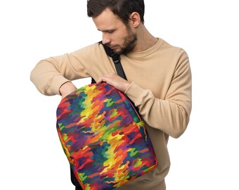 Rainbow Camouflage Pattern Pride Minimalist Backpack