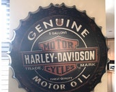 Harley Davidson Industrial Look 30cm Metal Tin Bottle Top Cap Replica HOME Decor Custom