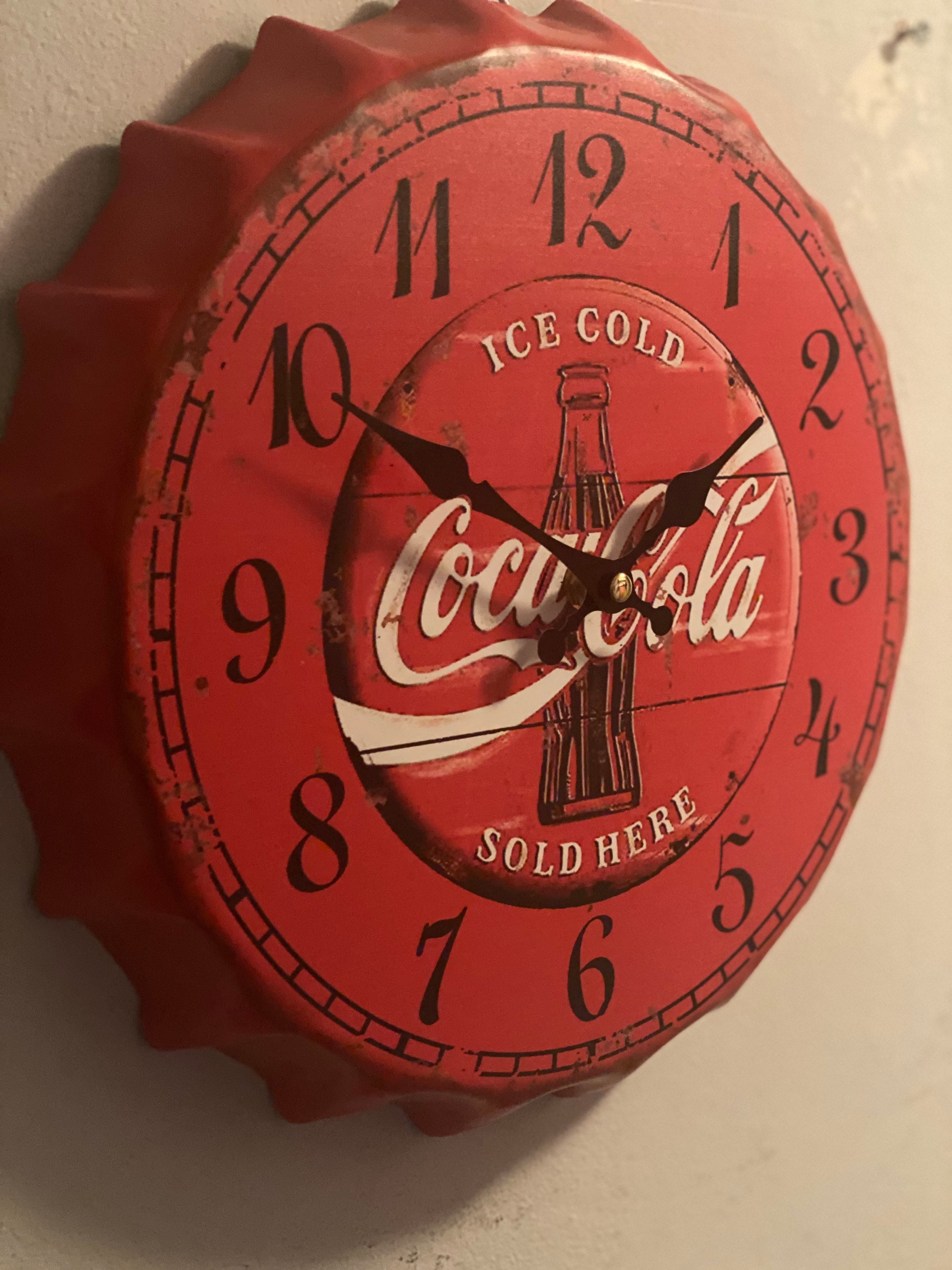Coca Cola Bottle clock 30cm metal tin Top Replica/Bottle Etsy