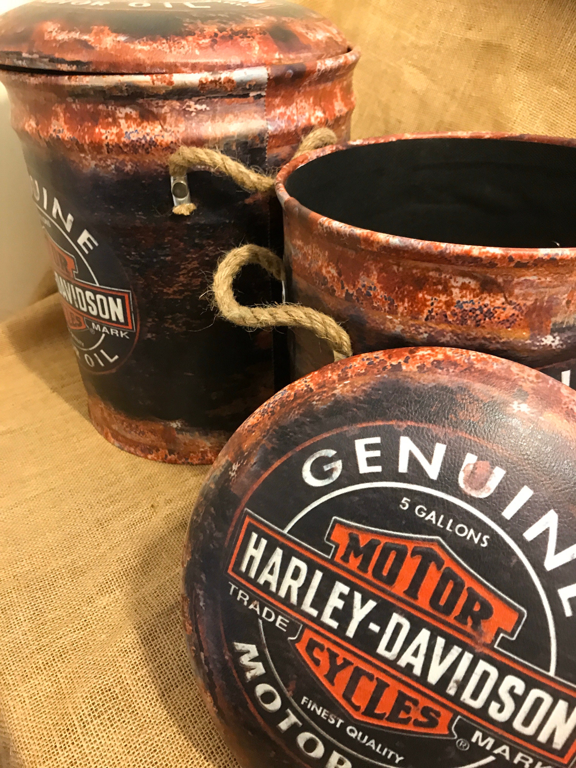 Harley Davidson Taburetes de metal o contenedores de | Etsy