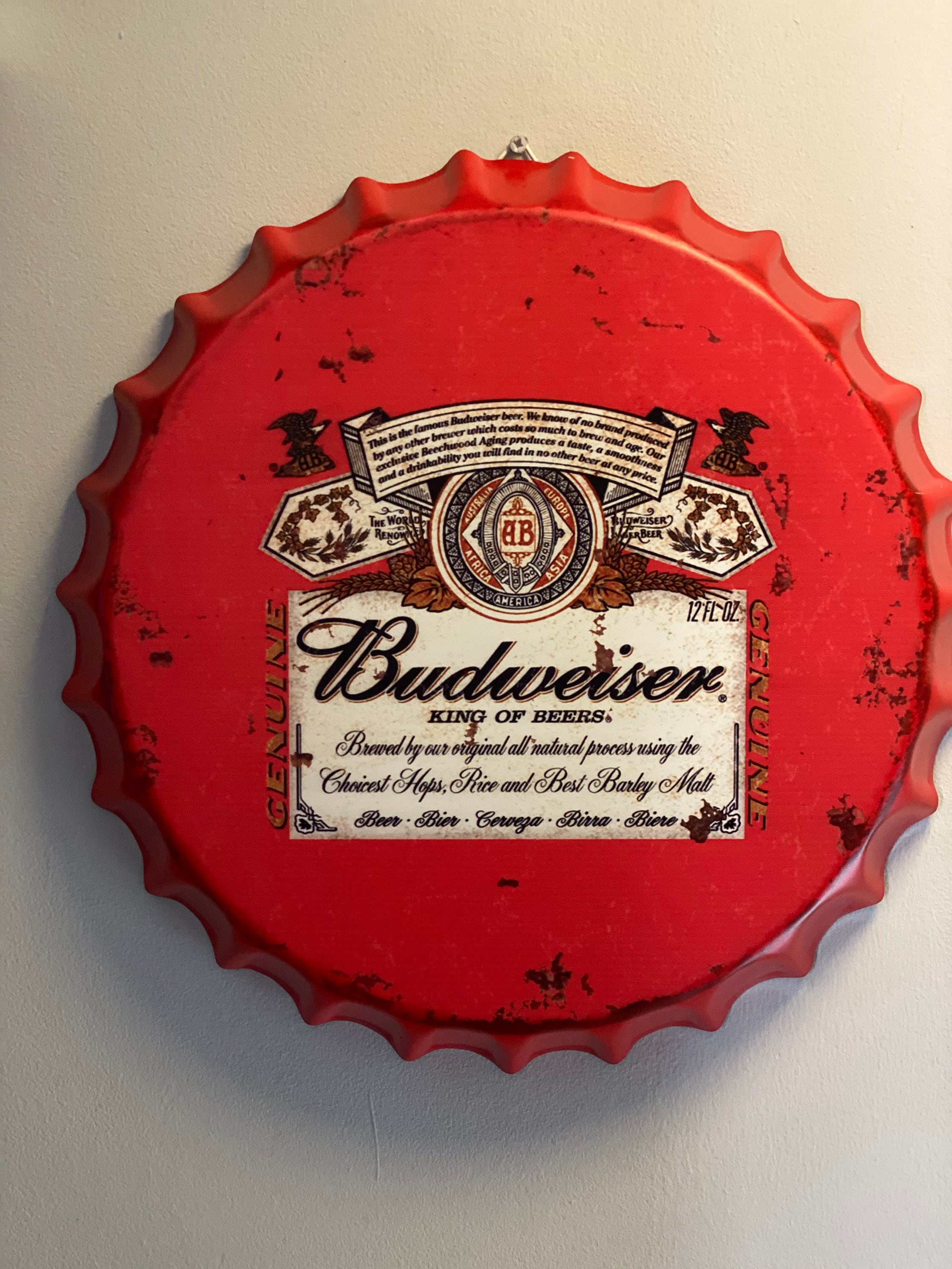 Budweiser Beer Industrial metal 40cm Bottle Top/Cap Etsy