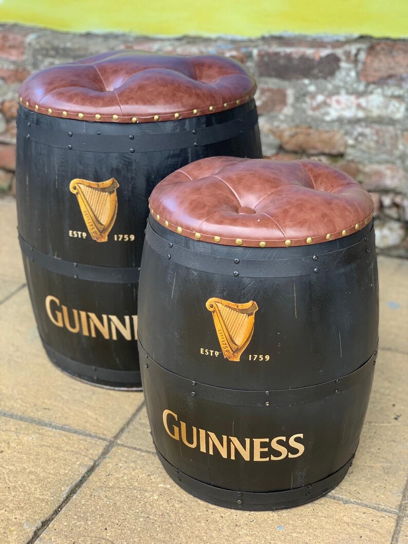 Guiness Dark Wooden Beer Barrel Storage Stool Garden Bar Patio Etsy UK