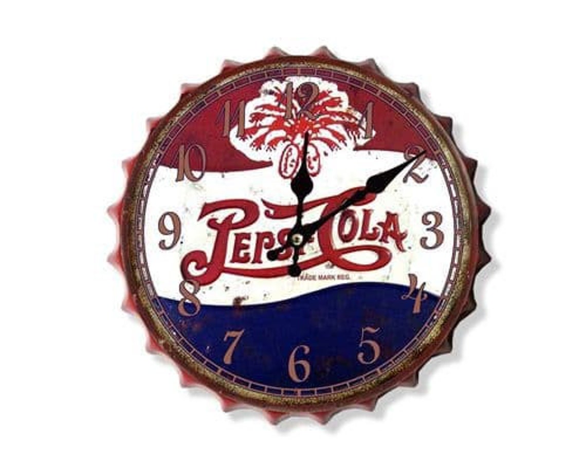 Pepsi Cola Metal 30cm Bottle Top clock /Cap Replica/HOME Etsy
