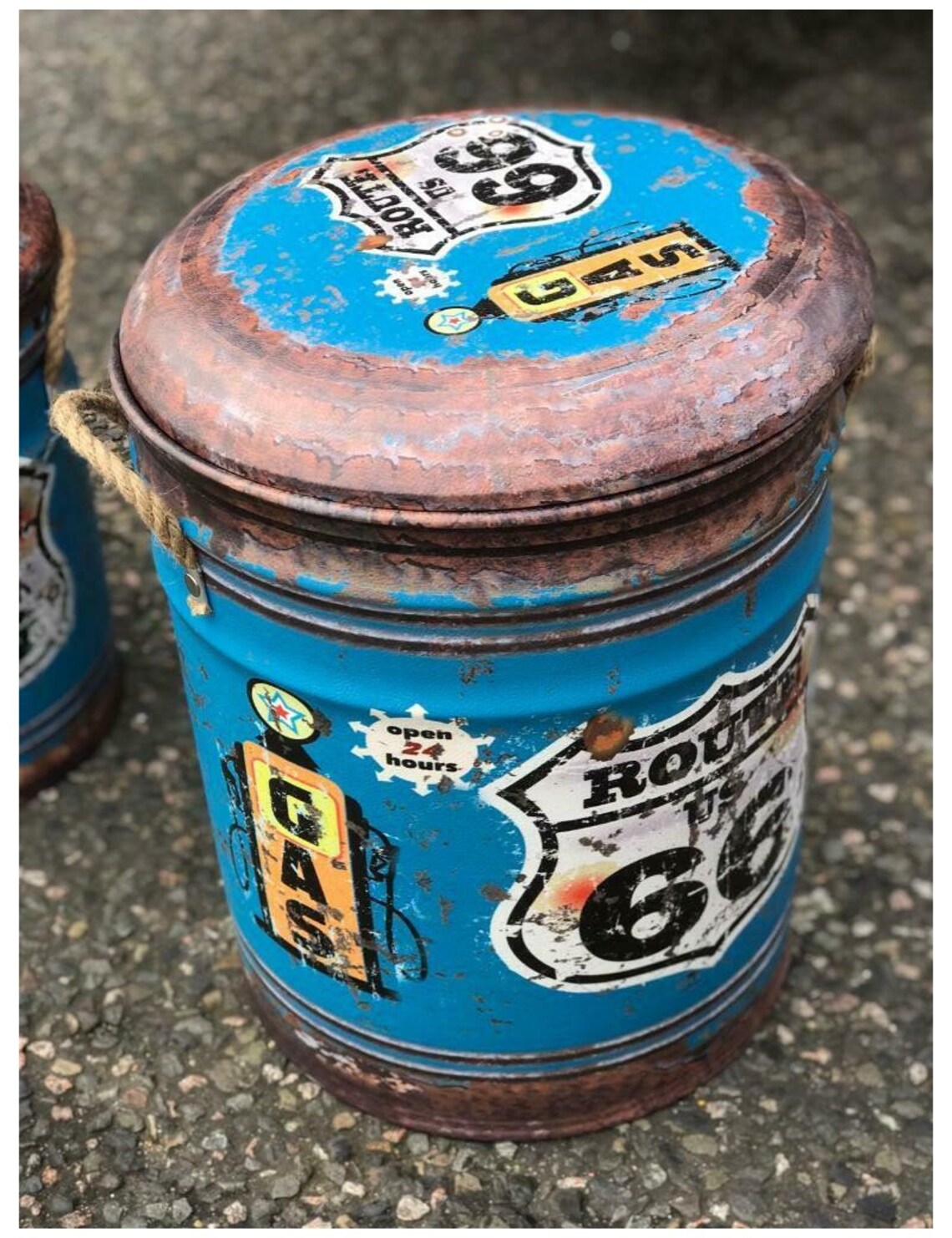 USA Route 66 Design Metal Stools Or Storage Bins In Etsy