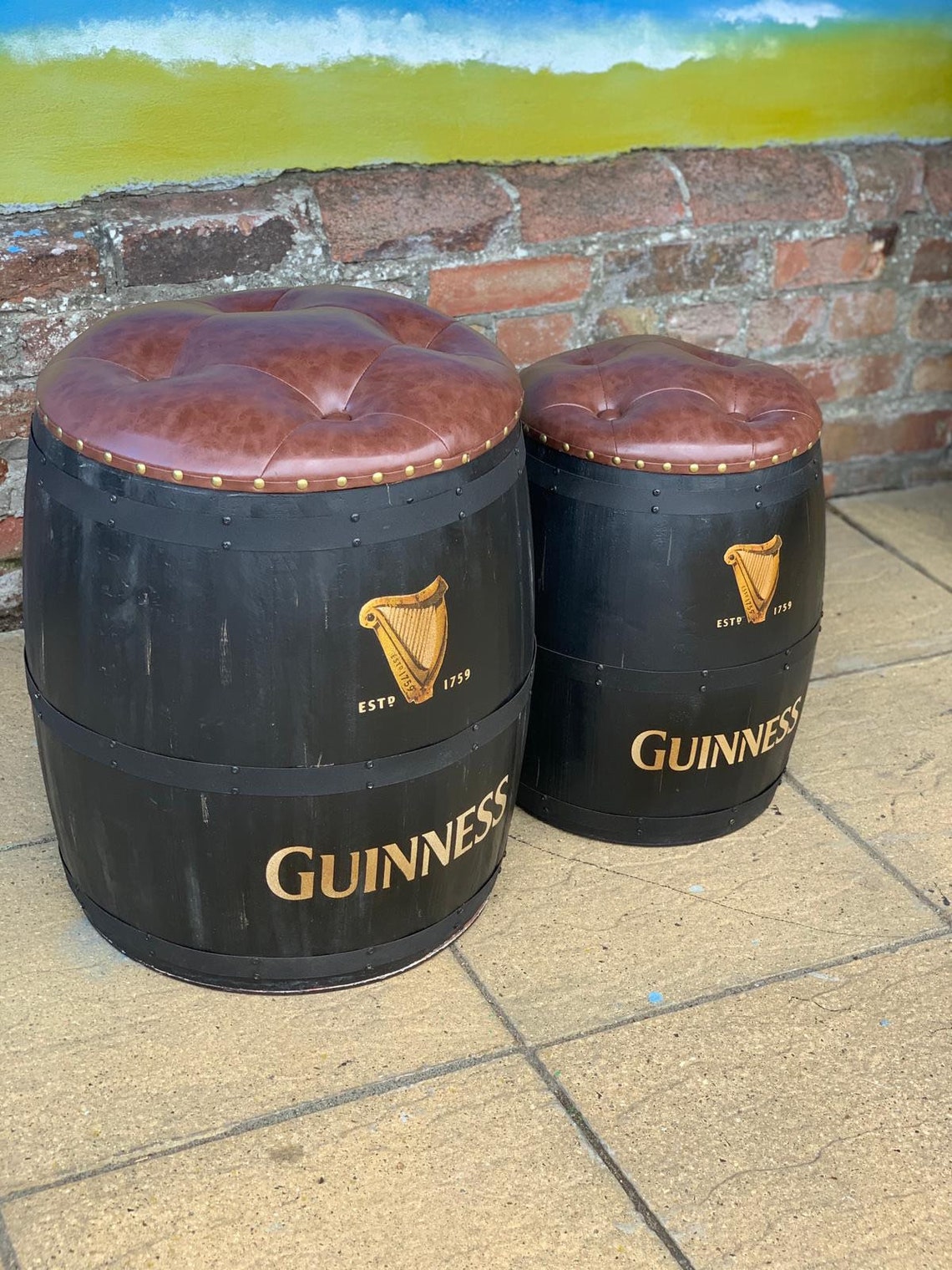 Guiness Dark Wooden Beer Barrel Storage Etsy