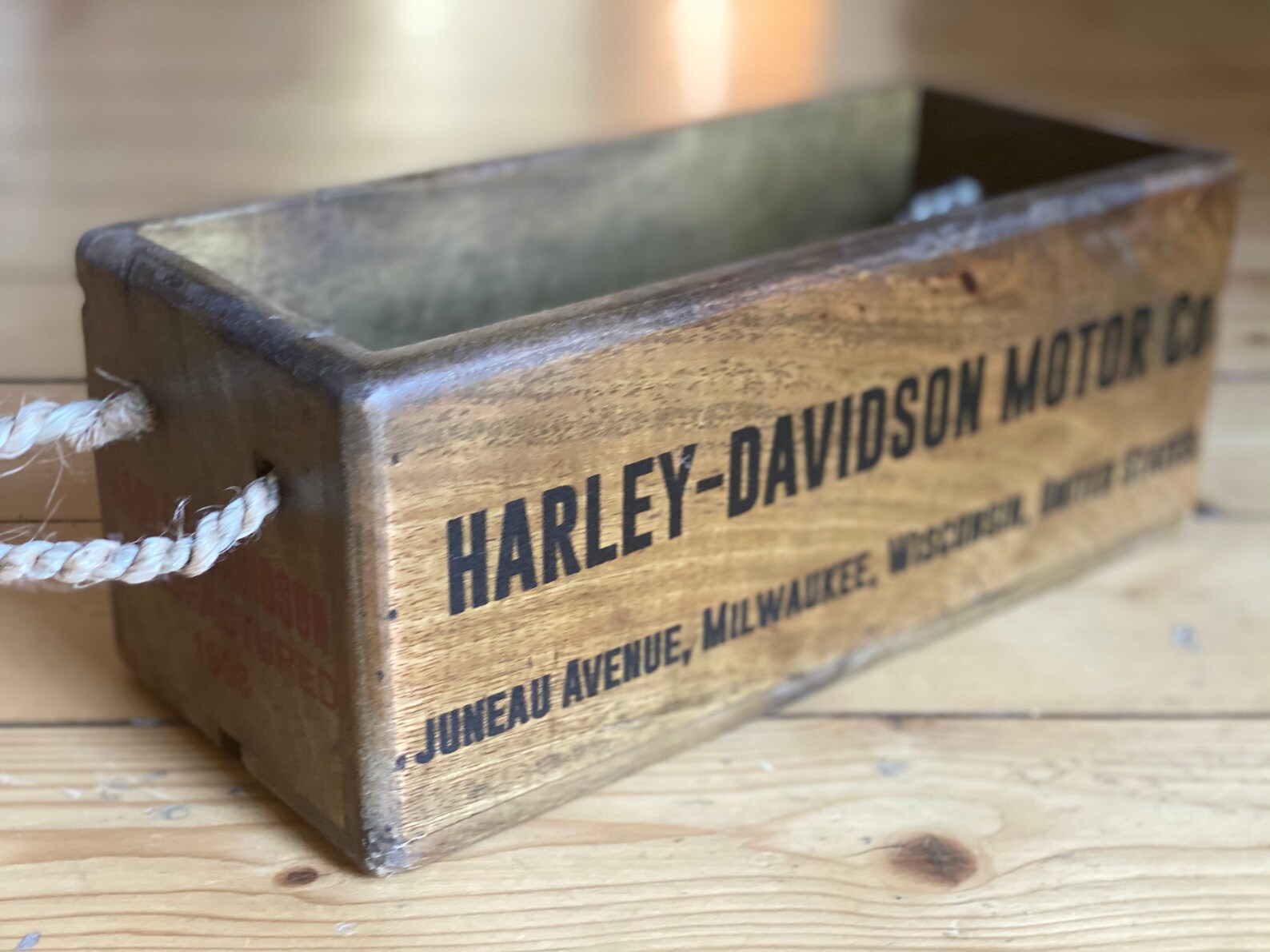 Harley Davidson Vintage Wooden Storage Small Box With Rope Etsy