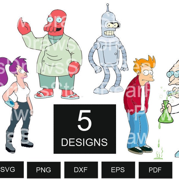 Futurama svg, Bender Futurama svg, Fry svg Leela svg Zoidberg, Famsworth svg, t-shirt svg, design svg, decor svg, decorative svg, hoodie svg