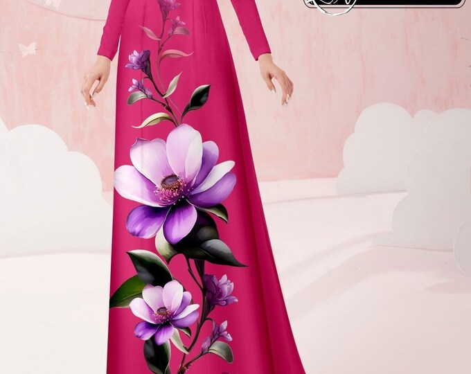 Vietnamese Women Ao Dai Dress with Pants, Custom Size, 3D Imprinted Silk Fabric, Assorted Colors | Áo Dài Lụa 3D, Đặt May Theo Số Đo