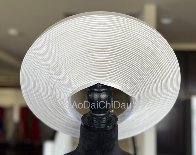 Headpiece for Vietnamese Ao Dai in White, Custom Size and Pre-made - Khăn Đống Áo Dài