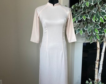 Vietnamese Bridesmaid Ao Dai Long Dress, with Pants, Elastic Soft Silk Fabric, Custom Size and Colors | Áo Dài Dâu Phụ, Đặt May Theo Số Đo