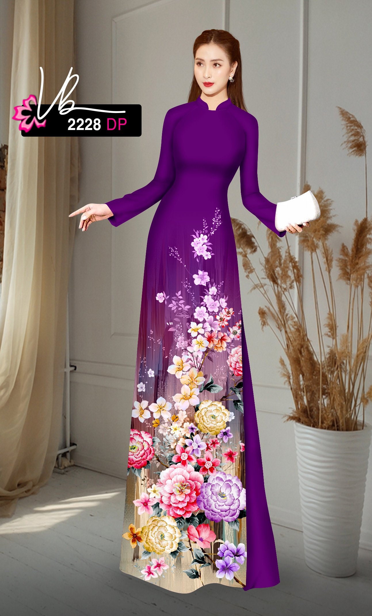 Buy Vietnamese Women Ao Dai Dress With Pants, Custom Size, 3D Imprinted  Silk Fabric, Assorted Colors Áo Dài Lụa 3D, Đặt May Theo Số Đo Online in  India 