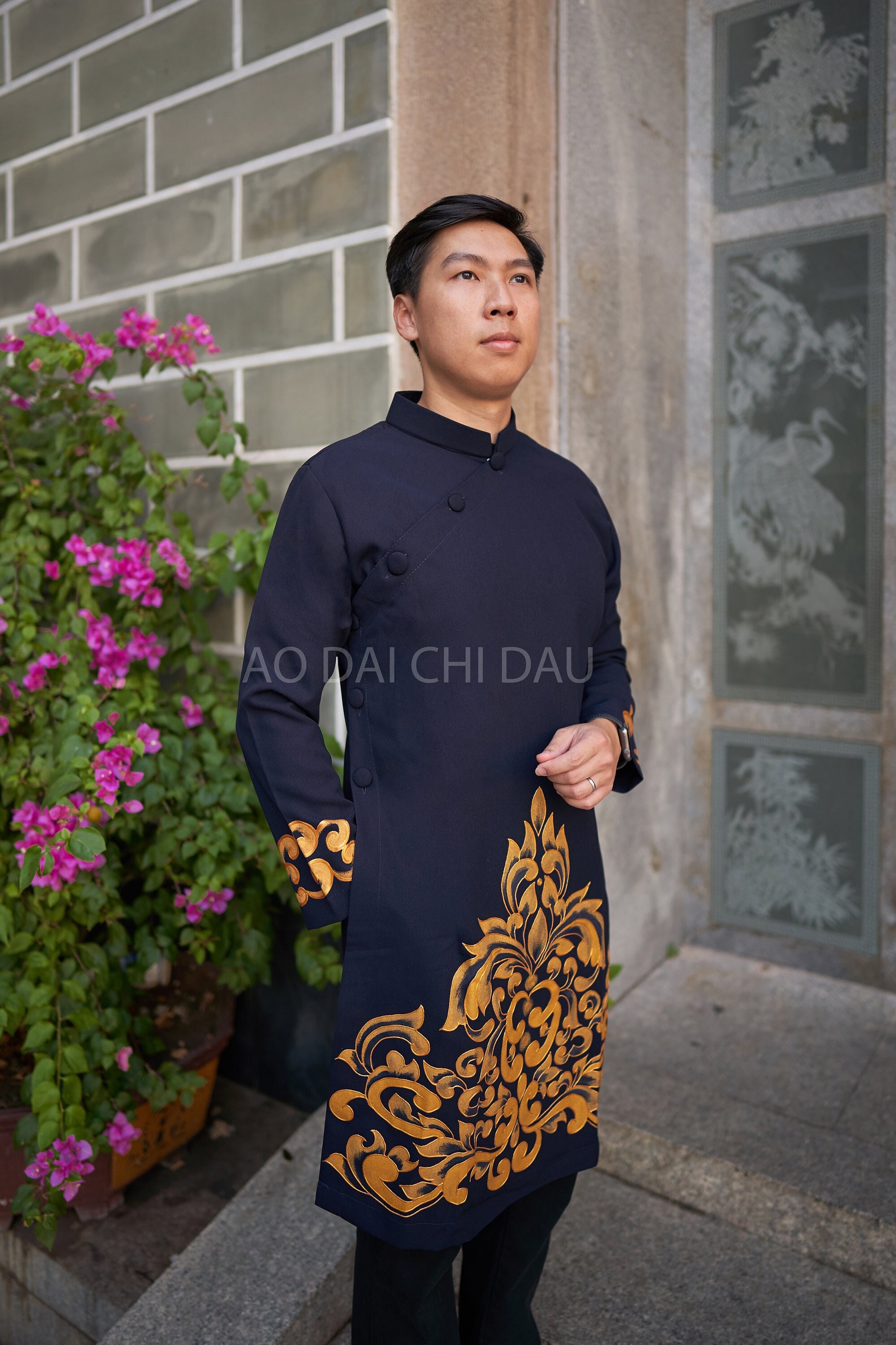 Vietnamese Modernized Men Ao Dai, Hand Painted Dragon, Custom Size and  Pre-made Sizes
