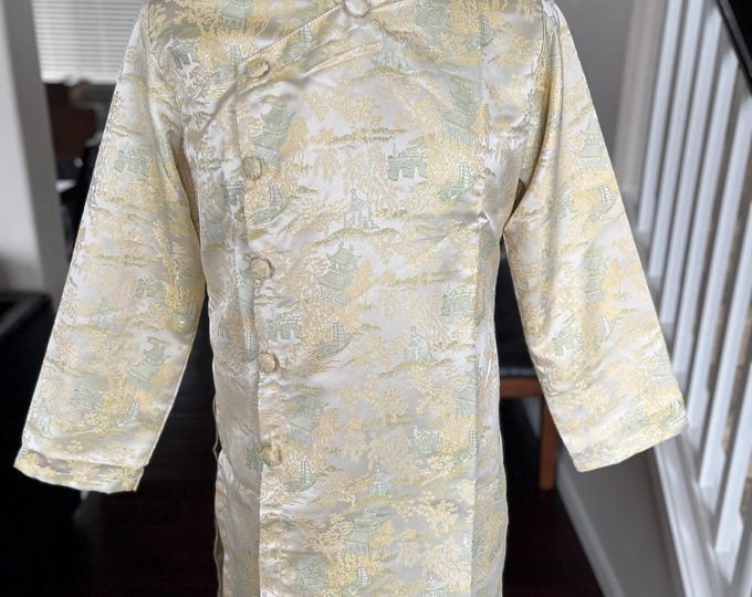 Vietnamese Modernized Men Ao Dai, in Light Gold, Pre-made Sizes | Áo Dài Cách Tân Nam