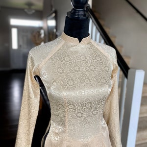 Vietnamese Bridesmaid Ao Dai Long Dress, with Pants, Elastic Soft Silk Fabric, Custom Size and Colors | Áo Dài Dâu Phụ, Đặt May Theo Số Đo