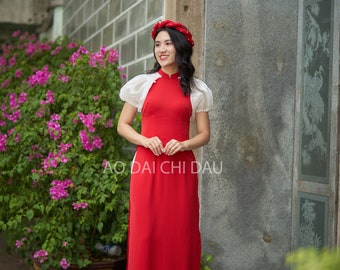 Vietnamese Bridesmaid Ao Dai Long Dress in Red With Pants and - Etsy