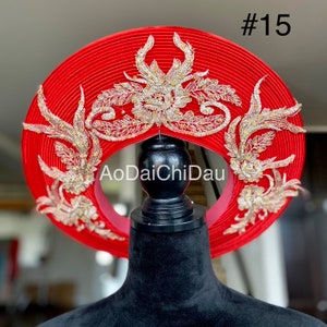 Vietnamese Wedding Ao Dai Long Dress, Red, Hand-beading Details, Custom Size, Multiple Headpiece Choices Áo Dài Cưới, May Theo Số Đo image 9