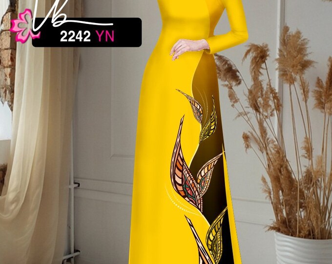 Vietnamese Women Ao Dai Dress with Pants, Custom Size, 3D Imprinted Silk Fabric, Assorted Colors | Áo Dài Lụa 3D, Đặt May Theo Số Đo