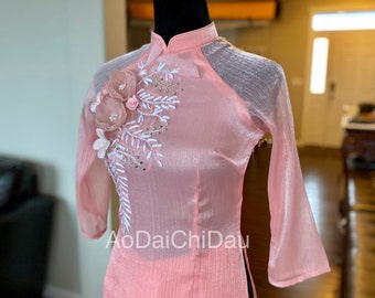 Vietnamese Ao Dai Long Dress, with Pants, Lunar New Year | Áo Dài Tết