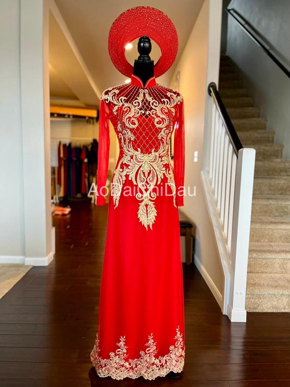 Ao dai wedding dress red shop