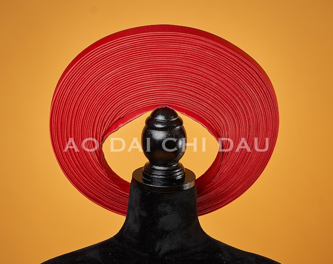 Headpiece for Vietnamese Ao Dai in Red, Custom Size and Pre-made - Khăn Đống Áo Dài