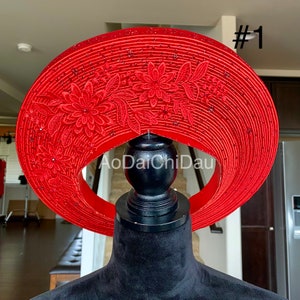 Vietnamese Wedding Ao Dai Long Dress, Red, Hand-beading Details, Custom Size, Multiple Headpiece Choices Áo Dài Cưới, May Theo Số Đo image 4