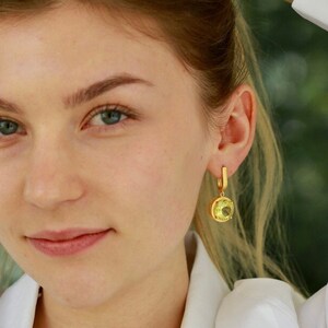 Earrings lemon quartz, gold, top quality goldsmith handmade top gift for the fiancée image 4