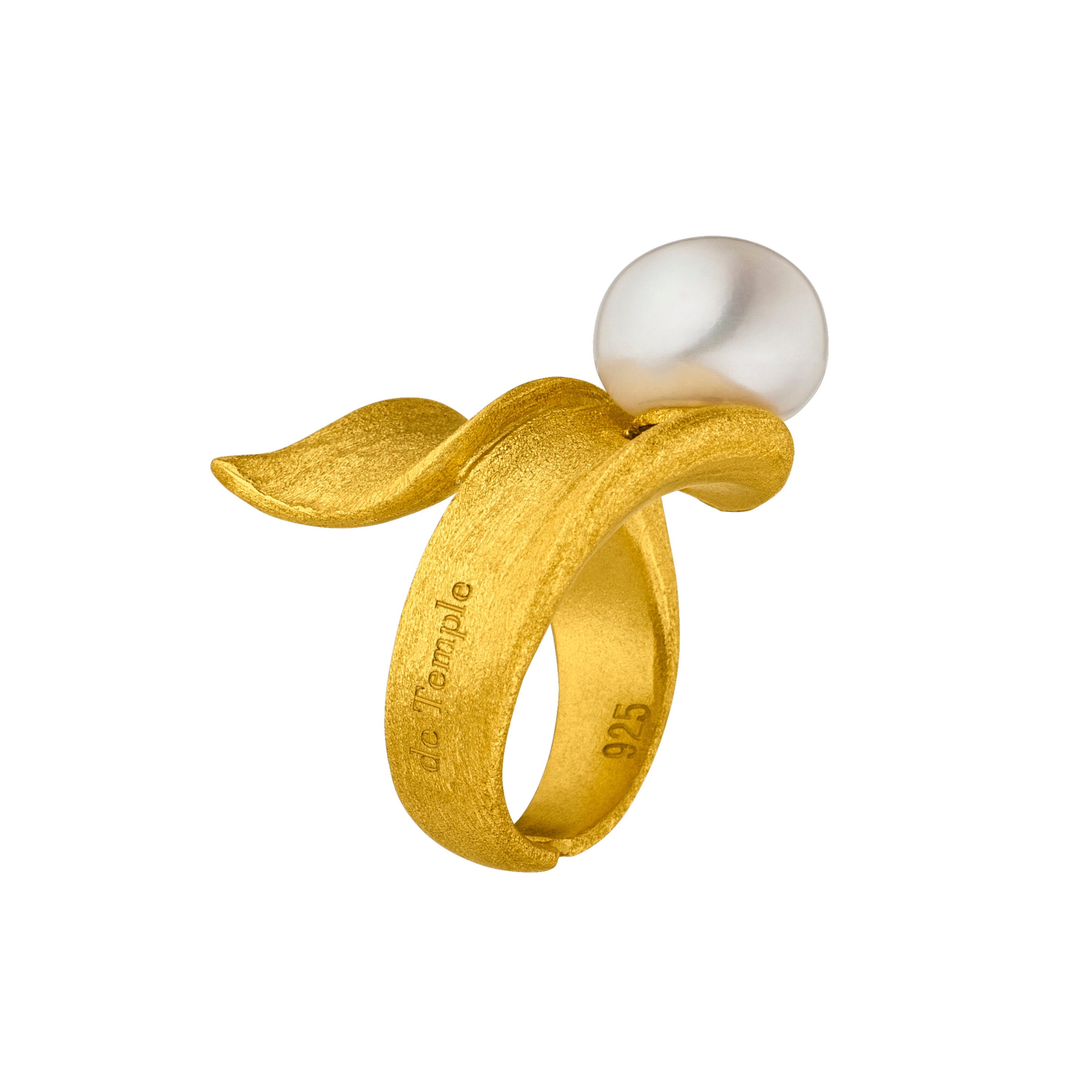 Extravagant Pearl Ring Gold White Cultured Pearl 925 Silver - Etsy UK