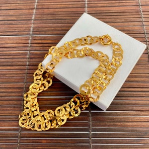Long link chain goldsmith handmade, extravagant design, the special jewelry gift for the anniversary, 925 silver 18kt gold-plated