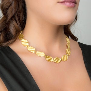 Gold chain top goldsmith handcraft, wave design, unique jewelry best seller in 925 silver with fine 18kt gold plating