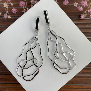 long earring, 925 silver rhodium-plated, shiny goldsmith&#39;s work top gift for your loved one super beautiful earrings Bohostyle