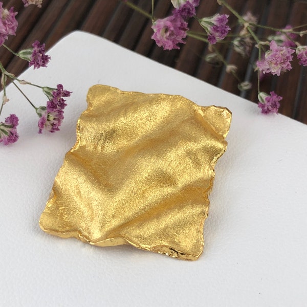 Schlichter goldener Anhänger, das besondere Schmuckgeschenk für die Liebste, 925 Silber 18kt vergoldet, Goldschmiede Handarbeit
