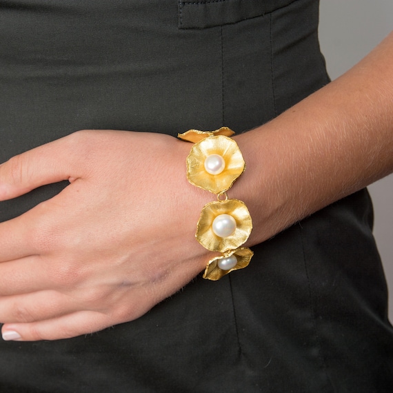 Bracciale Regolabile Con Motivo Floreale – Placcato Oro 18K – Gioiello Moda Donna - 4