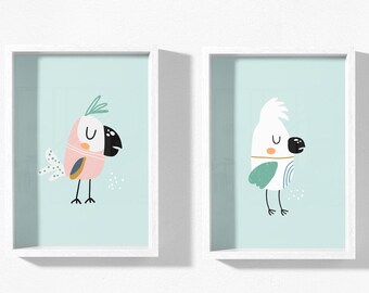 Set Of Cute Birds Nursery Posters. Nursery Printables. Cute Nursery Wall Art. Printable Nursery Art.