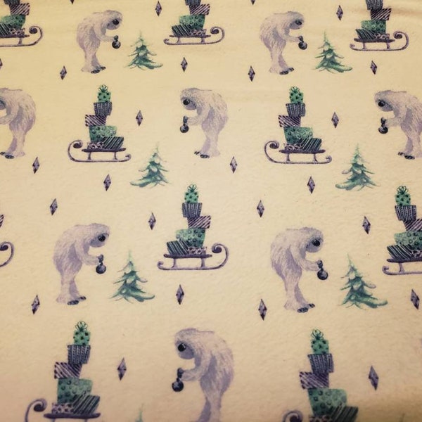 Abominable snowman flannel by the 1/2 yard