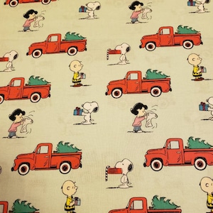 Charlie brown Christmas truck 100& cotton fabric fat quarter- half yard- full yard