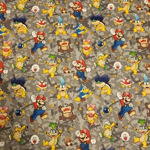 Super Mario Koopa kids 100% cotton fabric fat quarter - half yard - full yard