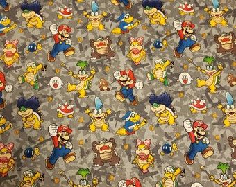 Super Mario Koopa kids 100% cotton fabric fat quarter - half yard - full yard