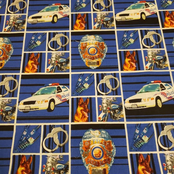 Police icons 100% cotton fabric fat quarter