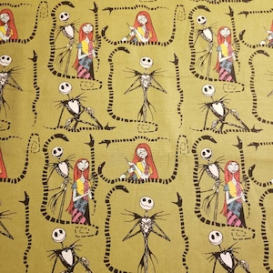Jack and Sally Snake green 100% cotton fabric fat quarter - half yard - full yard