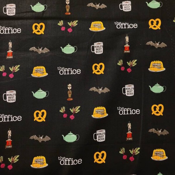 Office icons 100% Cotton fabric fat quater - half yard - full yard