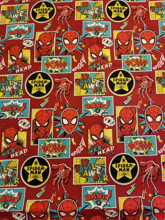 Spiderman Comic 100% cotton fabric fat quarter half yard | Etsy
