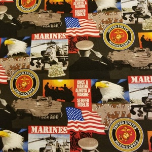 Marine Corp 100% cotton fabric fat quarter - half yard - full yard