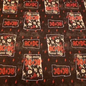 ACDC Highway to Hell fabric. 100% Cotton fabric fat quater - half yard - full yard