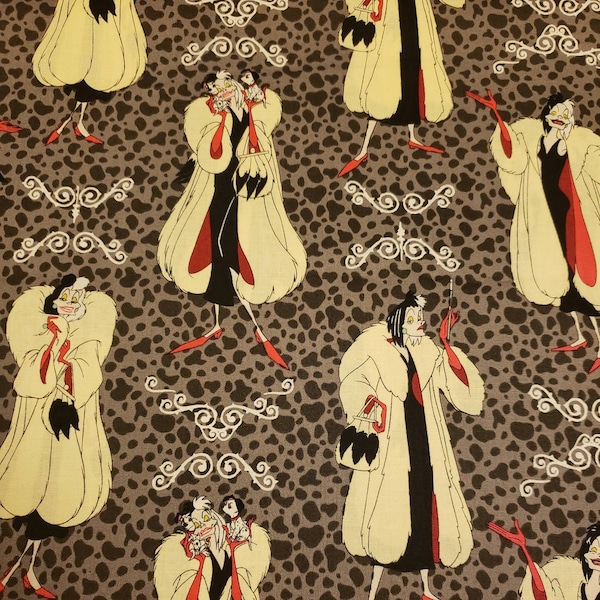 Cruella Deville 100% cotton fabric fat quarter - half yard